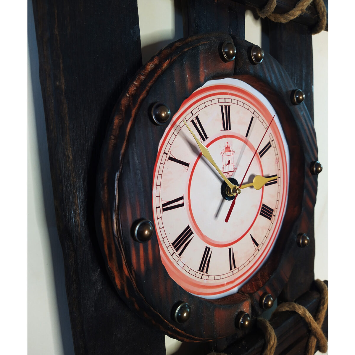 Rustic Handmade Wooden Wall Clock – 20 x 15 Inch | Vintage Farmhouse Décor | Premium Solid Wood — Image 3