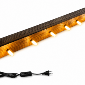 Krofto 36" Handmade Rustic Pine Wood LED Light – Linear Wall Mount & Ceiling Pendant Fixture with Warm Replaceable Bulbs – 3ft Wooden Beam for Living Room & Cabin (Walnut Finish)