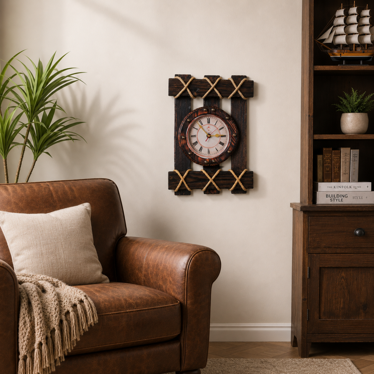 Rustic Handmade Wooden Wall Clock – 20 x 15 Inch | Vintage Farmhouse Décor | Premium Solid Wood — Image 5
