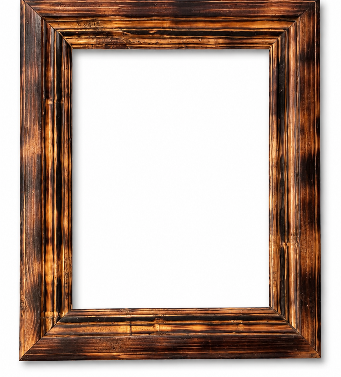Rustic Wooden Photo Frame 20 x 17 Inch Outer Size | Handmade Burnt Wood Finish Picture Frame |